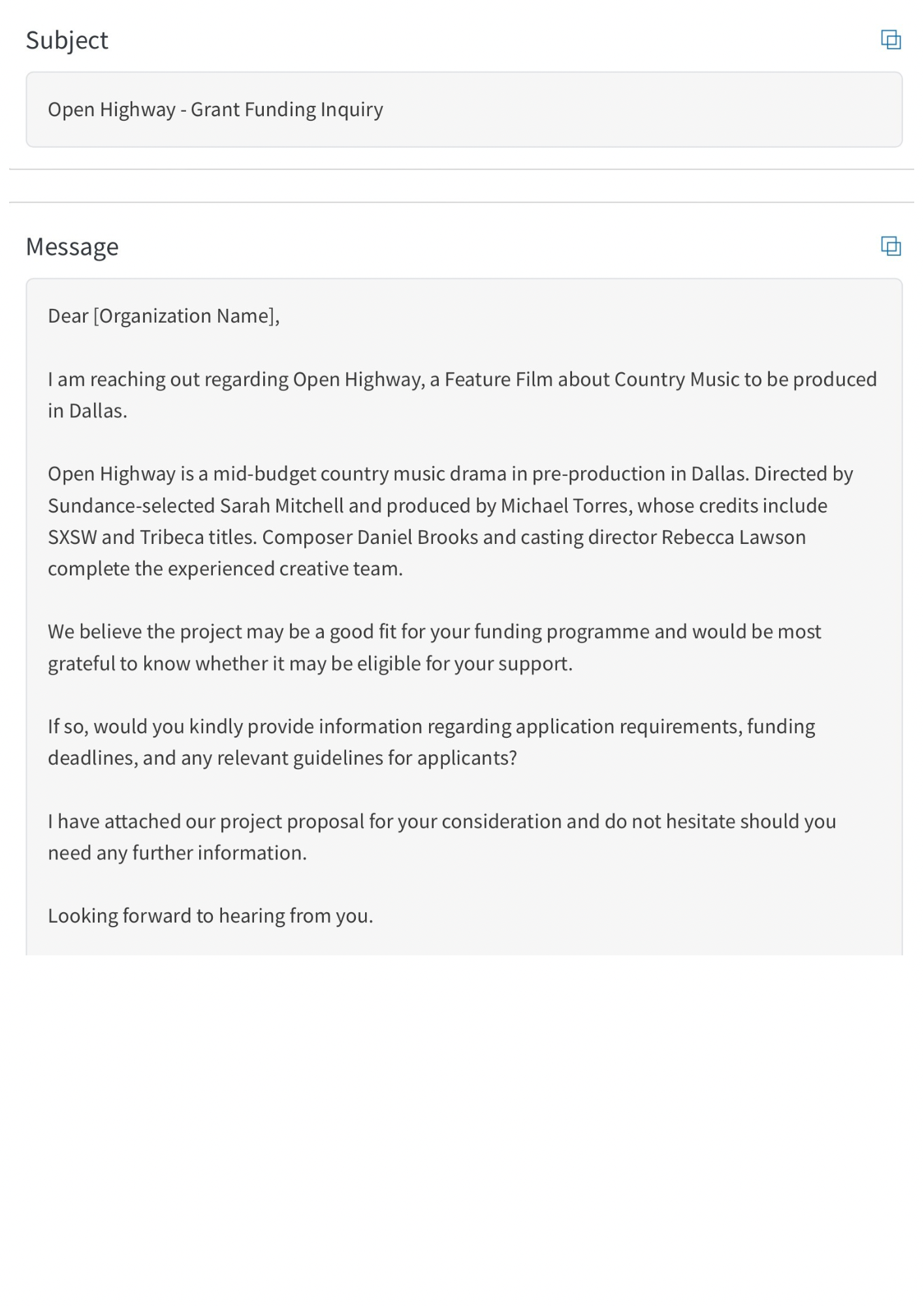 Outreach Email